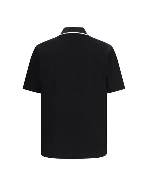 Ferragamo Black Stripe-Detail Polo Shirt for men