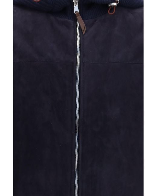 Brunello Cucinelli Blue Knit Jacket English for men