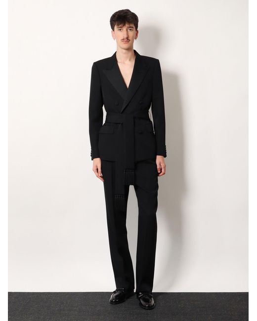 Valentino Blue Virgin Wool Blazer With Belt for men