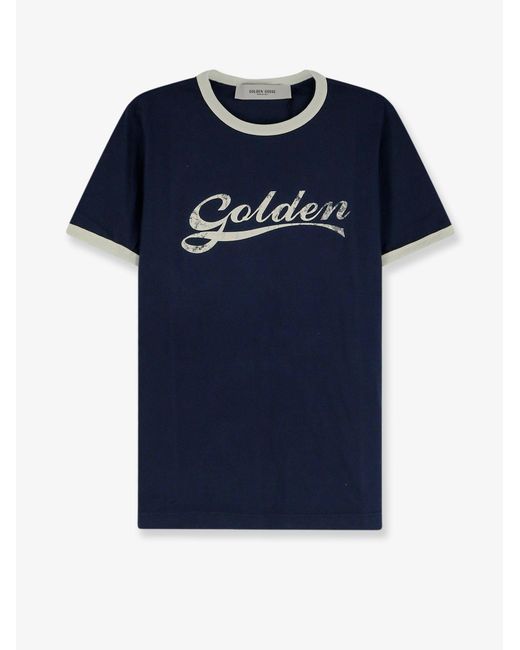 Golden Goose Deluxe Brand Blue Vintage Script Logo Short-Sleeved T-Shirt for men