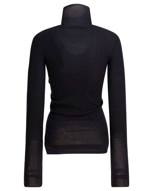Lemaire Blue Ribbed Turtleneck