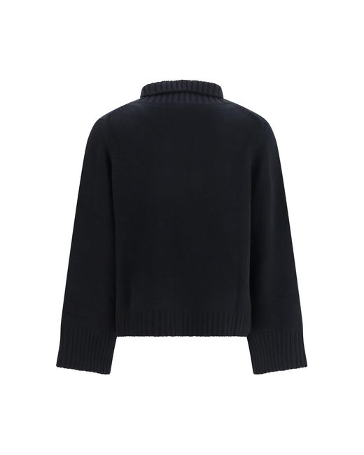Allude Blue Cashmere Turtleneck Sweater