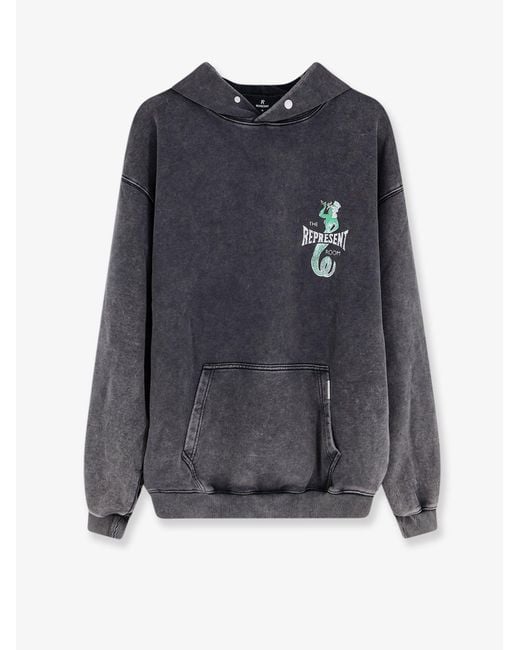 Represent Blue Cotton Sweatshirt With Print On The Front for men
