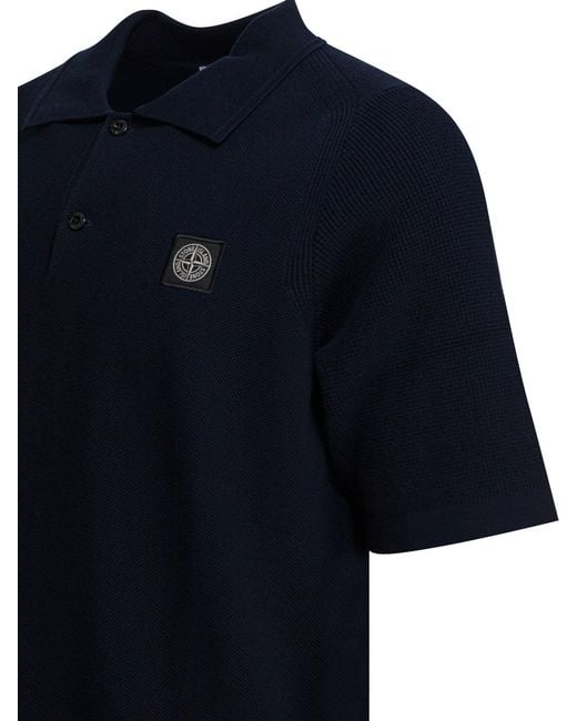 Stone Island Blue Cotton Short Sleeves Polo Shirt for men