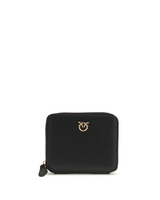 Pinko Black Leather Zip-Around Wallet