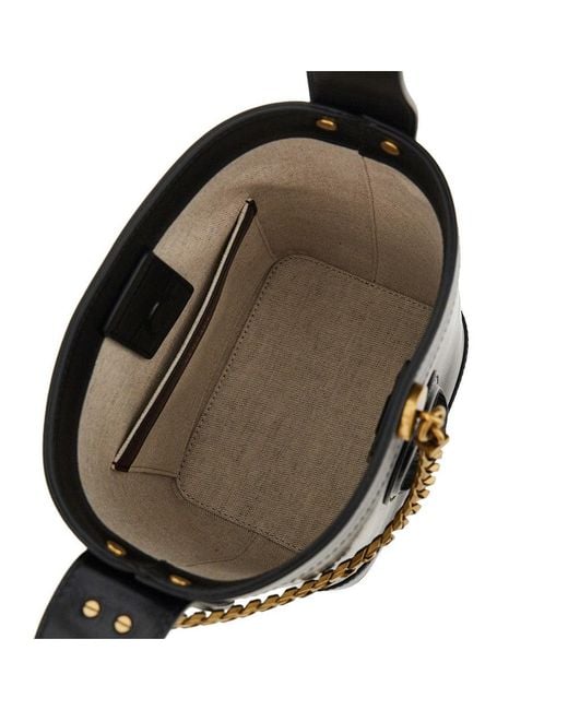 Versace Blue Leather Bucket Bag With Medusa Patch