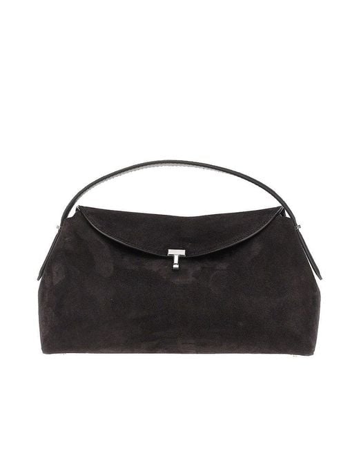 Totême Black T-Lock Suede Leather Bag