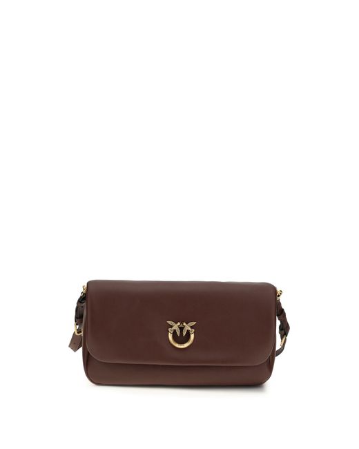Pinko Brown Shoulder Bag Baguette Soft Burgundy Calf Leather