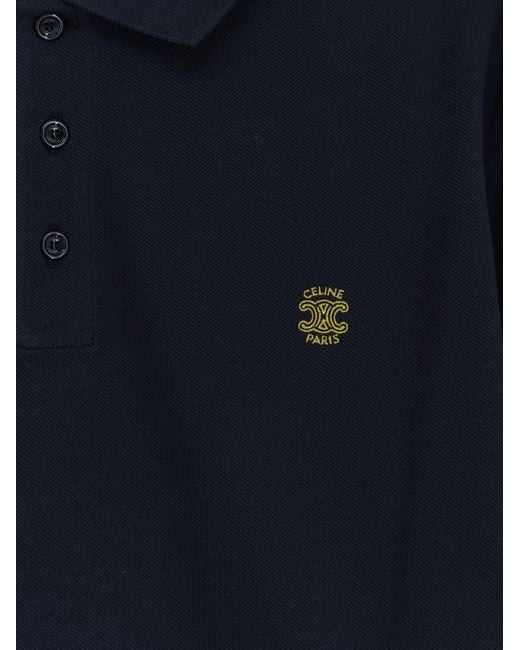 Céline Blue Cotton Polo Shirt for men