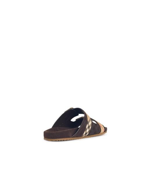 Burberry White 'Urchin' Suede Sandals Check for men