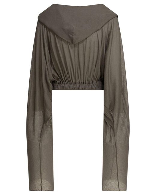 Rick Owens Gray Cropped Hoodie