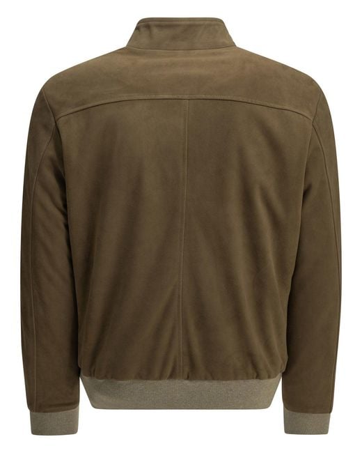 Altum Green Padded Suede Bomber Jacket for men