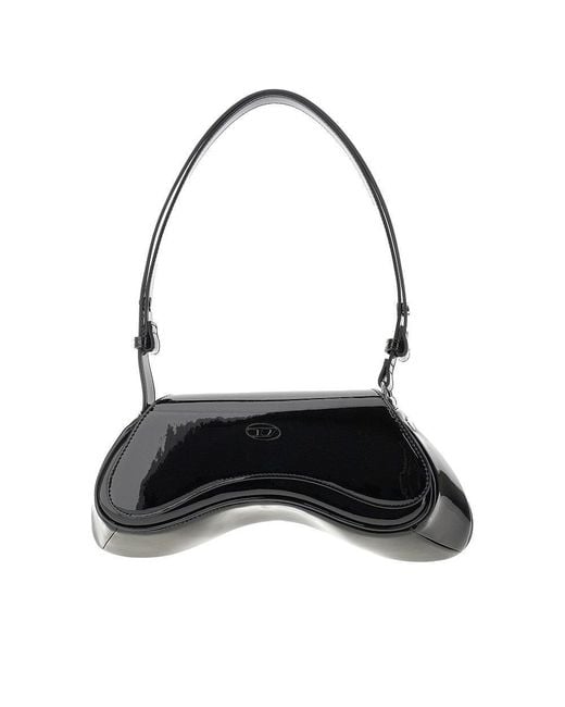 DIESEL Black Glossy Faux Leather 'Play' Bag