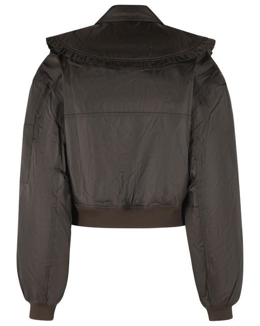 Ganni Black Polyamide Bomber Jacket