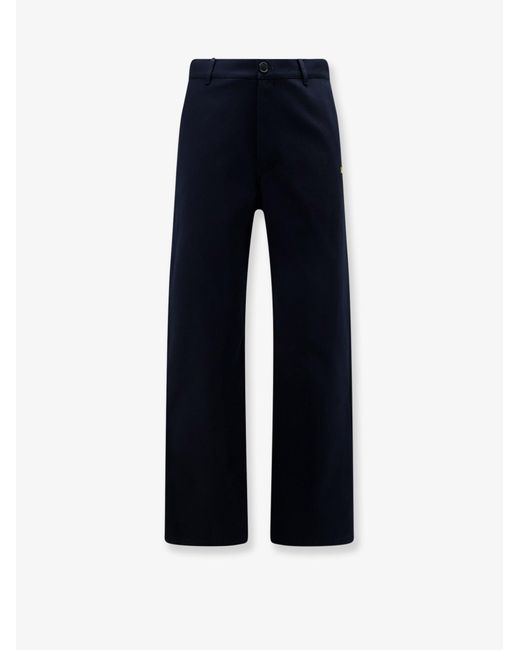 Loewe Blue Denim Trousers With Contrasting Embroidered Logo for men