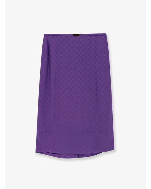 Women's Purple Gg Jacquard Silk Skirt