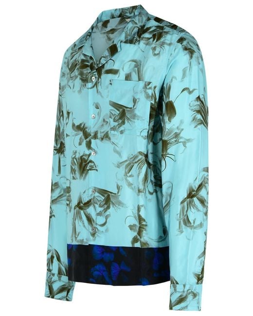 Dries Van Noten Green Light Viscose Shirt for men