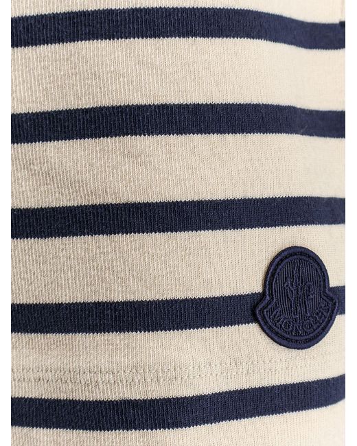 Moncler Blue Cotton Shorts With Striped Pattern
