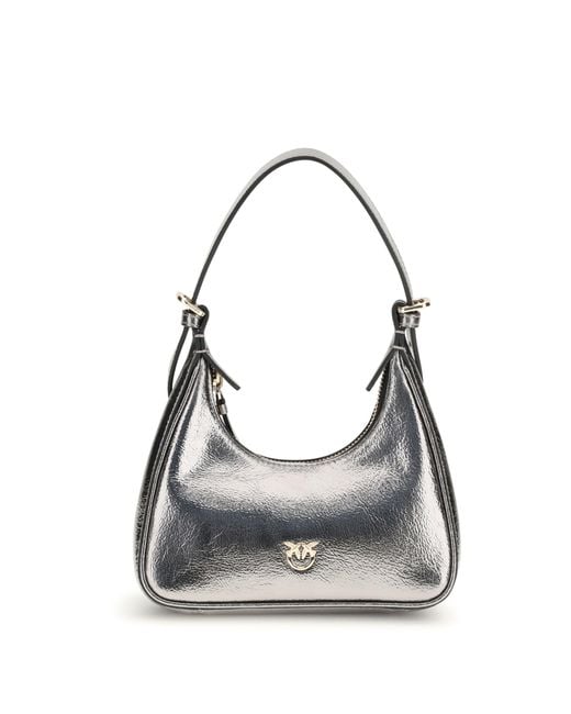 Pinko White Shoulder Bag Baby Lambskin Anthracite