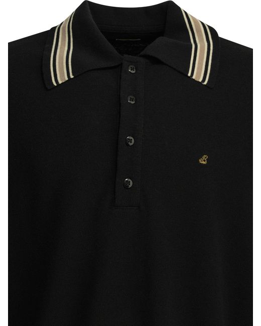 Kapital Black Polo Shirt With Buttons And Logo for men