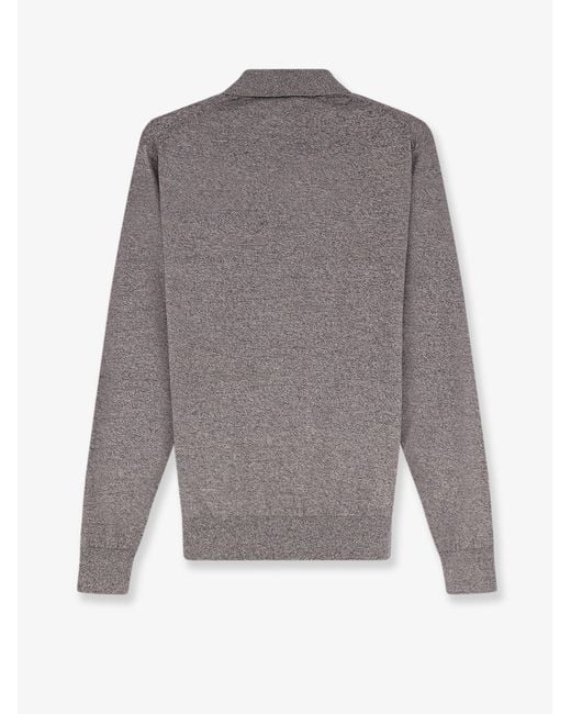 Loro Piana Gray Ice Wish Melange Cotton Polo Shirt for men