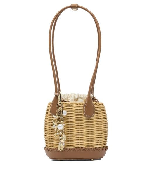 Self-Portrait Metallic 'Rattan Charm Shoulder Bag' Shoulder Bag