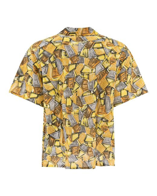 Prada Yellow Short-Sleeved Cotton Shirt for men