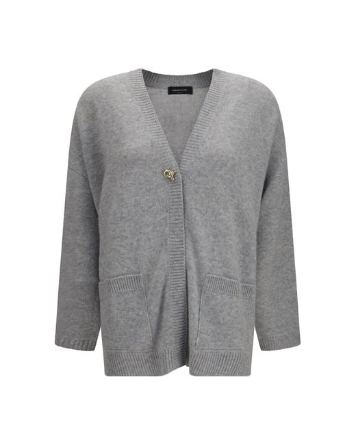 Fabiana Filippi Gray Cashmere Cardigan Granito