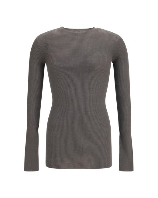 Rick Owens Gray Slim Ribbed Long-Sleeve Sweater for men