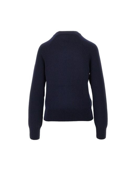 A.P.C. Blue Terry-Stitch Logo Wool Sweater