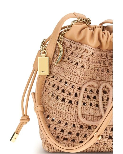 Chloé Natural Chloé Raffia Drawstring Shoulder Bag Summery