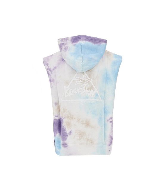 Mauna Kea Blue 'Beach And Snow' Tie-Dye Sleeveless Hoodie for men