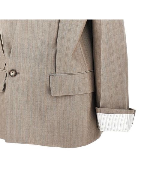 Victoria Beckham Brown Collarless Wool Jacket
