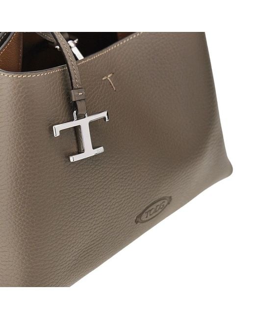 Tod's Brown Grained Leather Micro Shopping Bag
