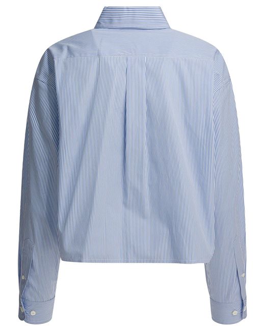 Miu Miu Blue Poplin Shirt With Logo