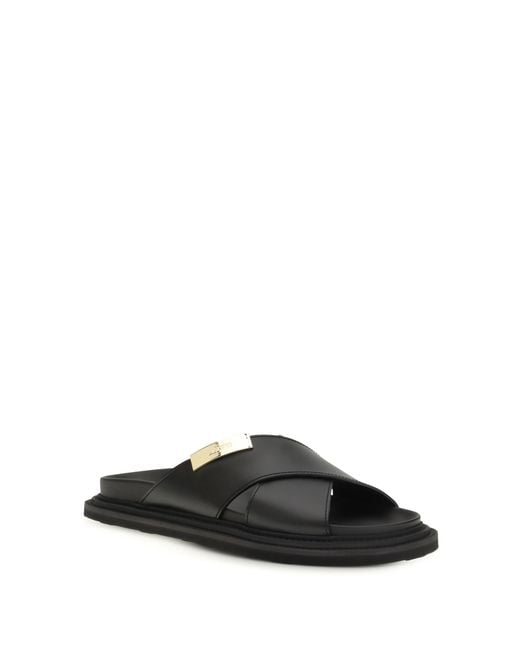 Moschino Black Leather Sandals
