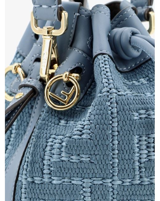 Fendi Blue Mon Tresor Raffia Crossbody Bag