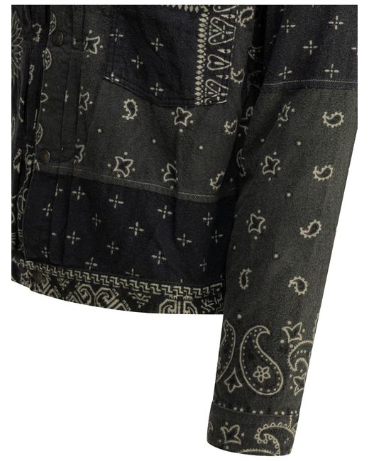 Kapital Black Flannel Reversible Bandana Overshirt Jacket for men