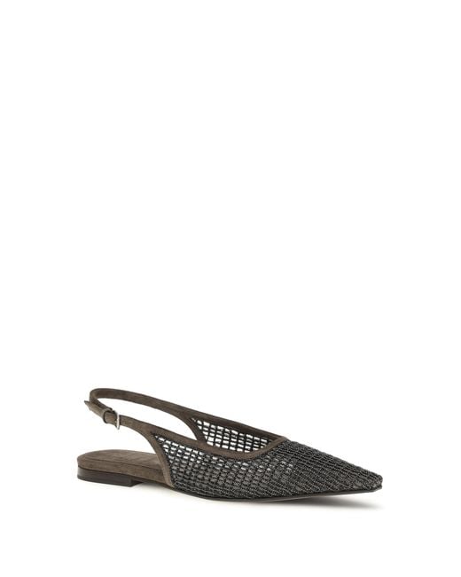 Brunello Cucinelli White Pointed Slingback Ballerinas