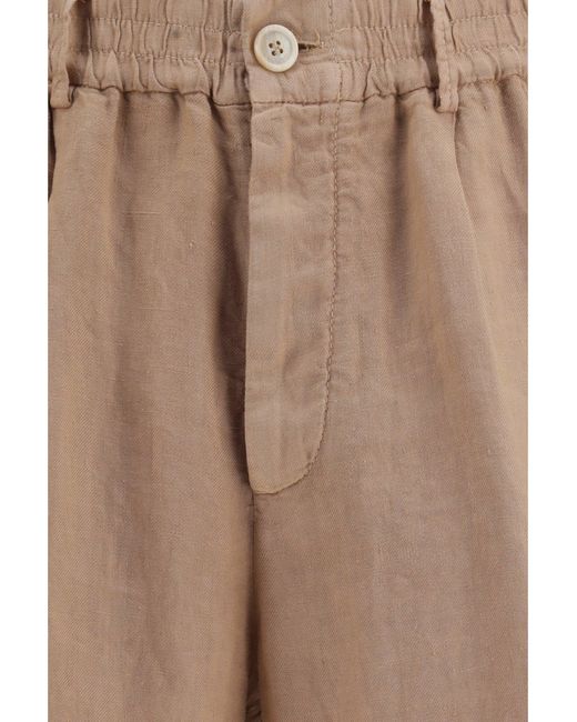 Brunello Cucinelli Natural Lightweight Délavé Linen Shorts for men