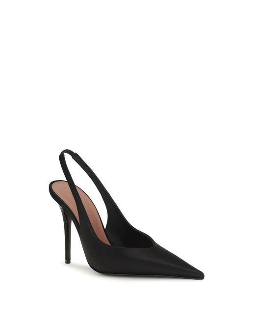 AMINA MUADDI Black Anok Satin Slingback Pumps