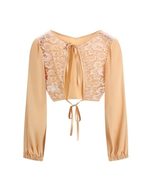 Kristina Ti White V-Neck Silk Blouse