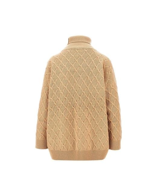 Max Mara Natural Lozenge Wool Cashmere Sweater