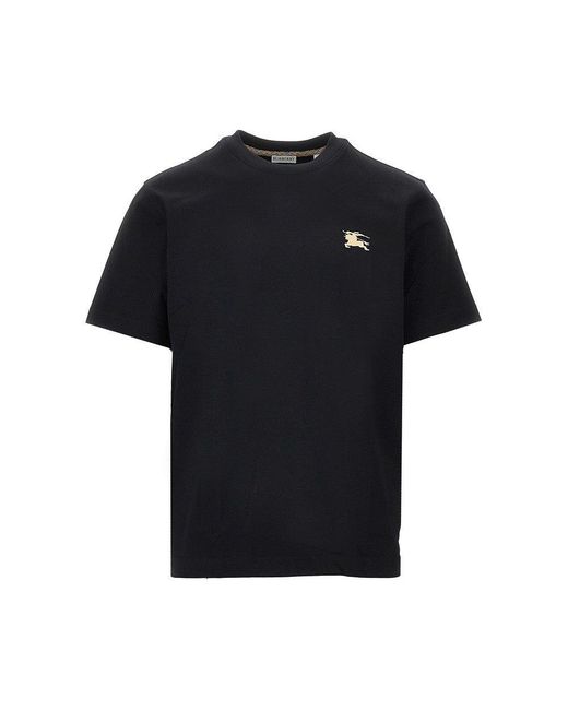 Burberry Black Ekd Embroidery T-Shirt for men