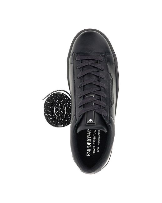 Emporio Armani Gray Travel Essential Leather Sneakers for men