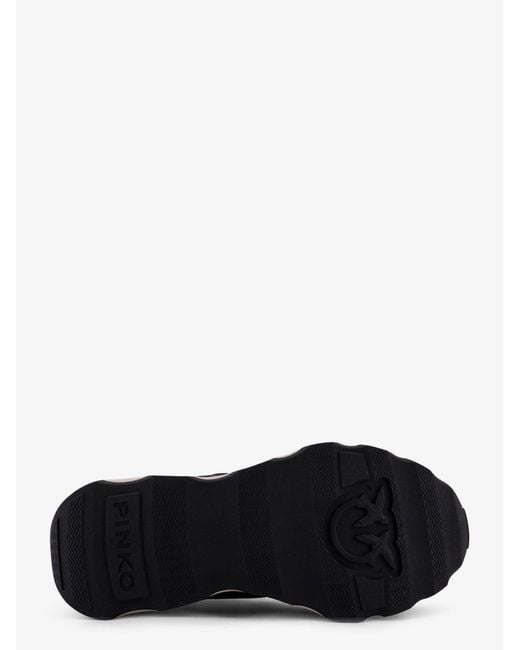 Pinko Black Zoe Leather Sneakers With Mesh Inserts