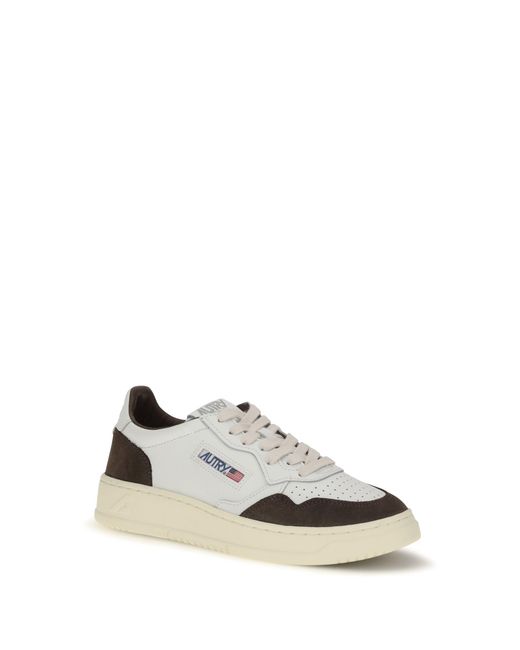 Autry White Medalist Low Leather Sneakers/Mogano