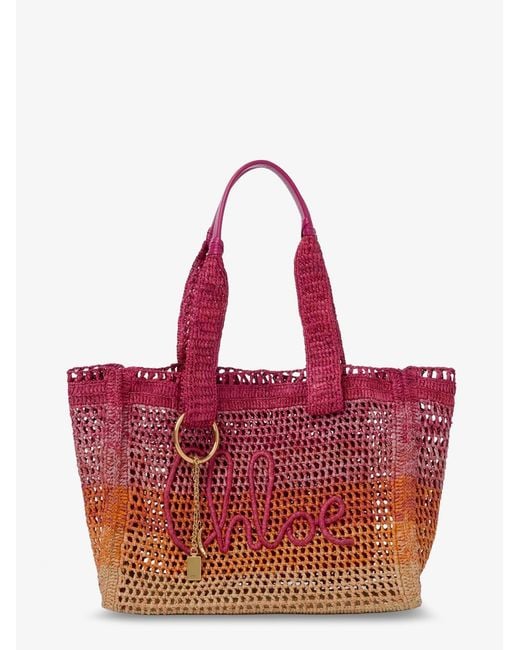 Chloé East-West Summer Banana Multicolored Raffia Shoulder Bag