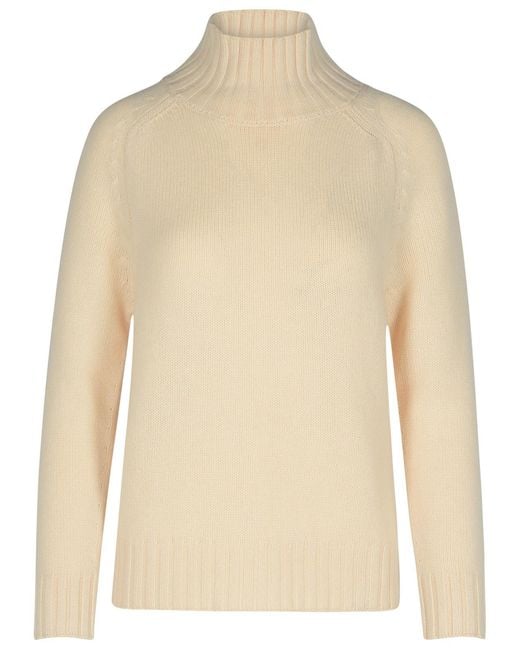 PURO TATTO Natural Ivory Cashmere Turtleneck Sweater