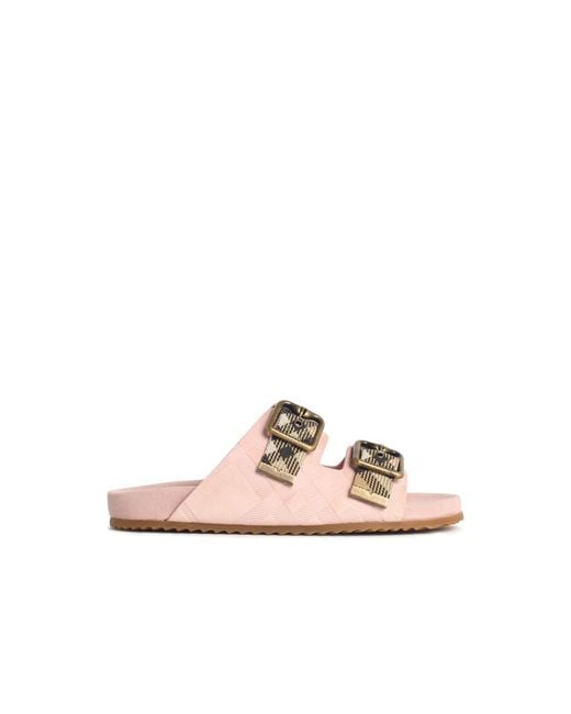 Burberry Pink Peony 'Urchin' Suede Sandals Check